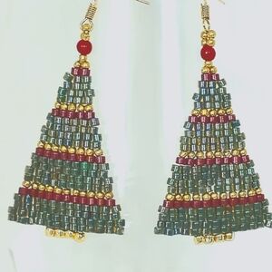 Elegant Multicolor Beaded Earrings Christmas collection Christmas tree